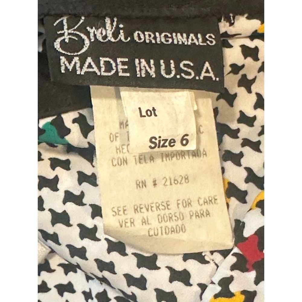 VTG Breli Originals Women Black White Houndstooth Dress Pleated Belted sz 6 NWT - Picture 12 of 13